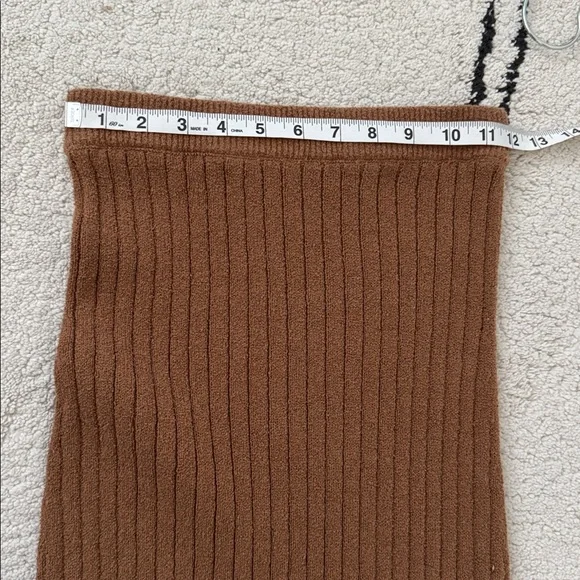 & Other Stories Ribbed Midi Skirt in Camel Brown - Picture 4 of 5